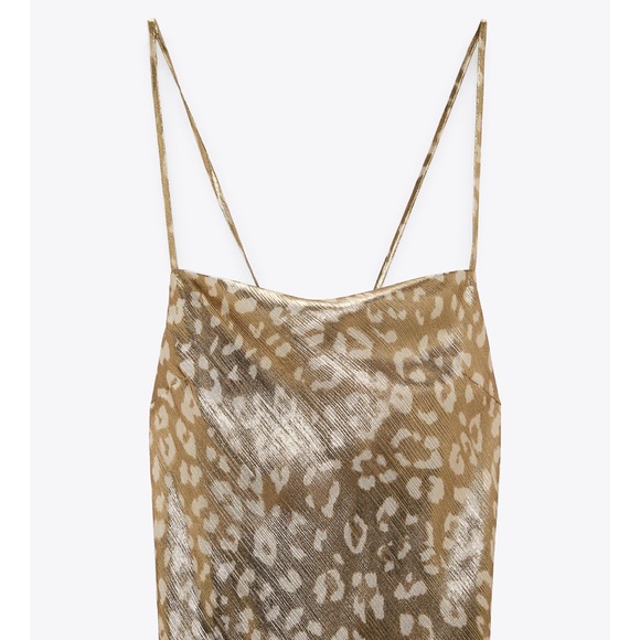 NWT ZARA Satin Lingerie Dress Gold M Blogger’s Fav - Picture 7 of 9
